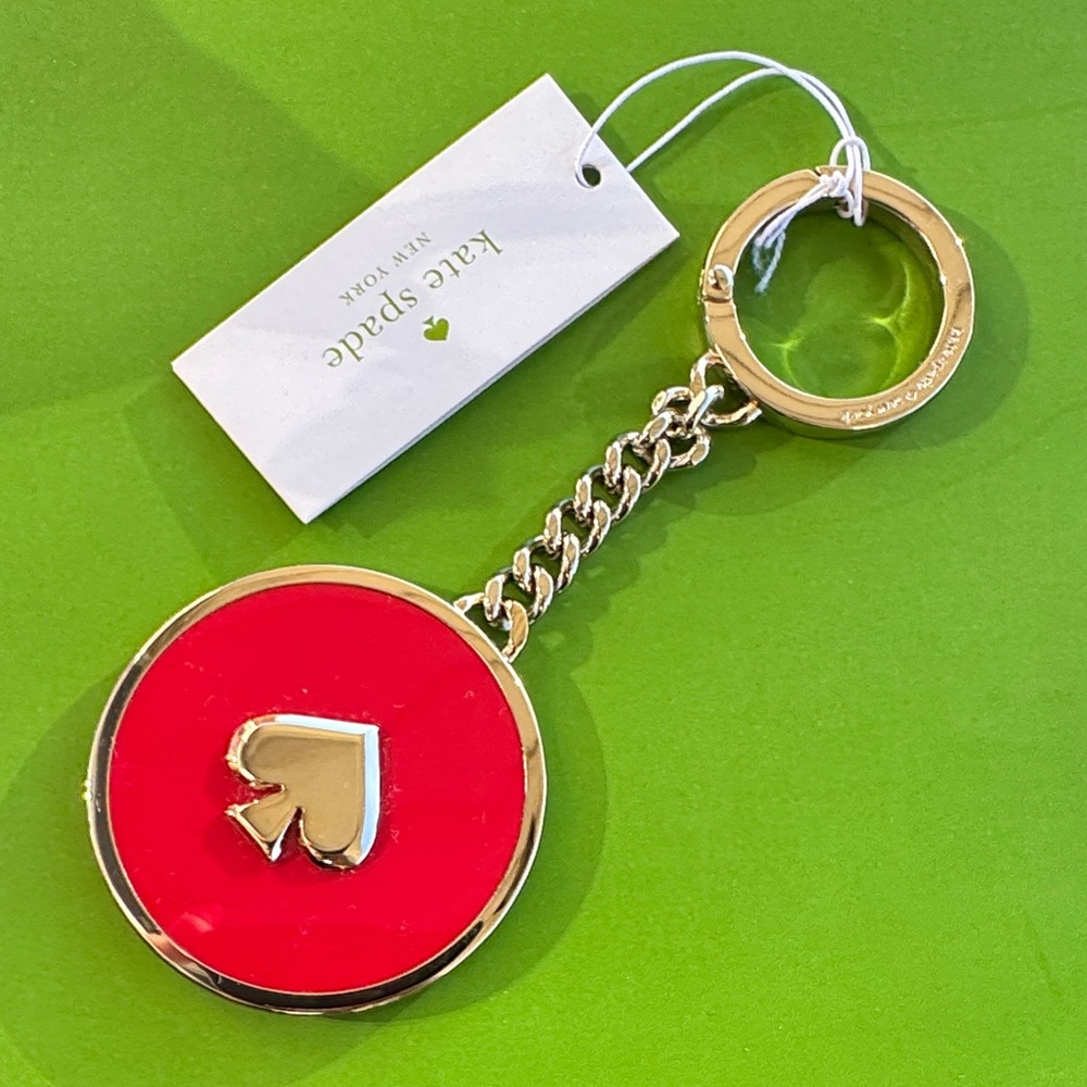 Kate Spade Red and Gold Spade Keychain